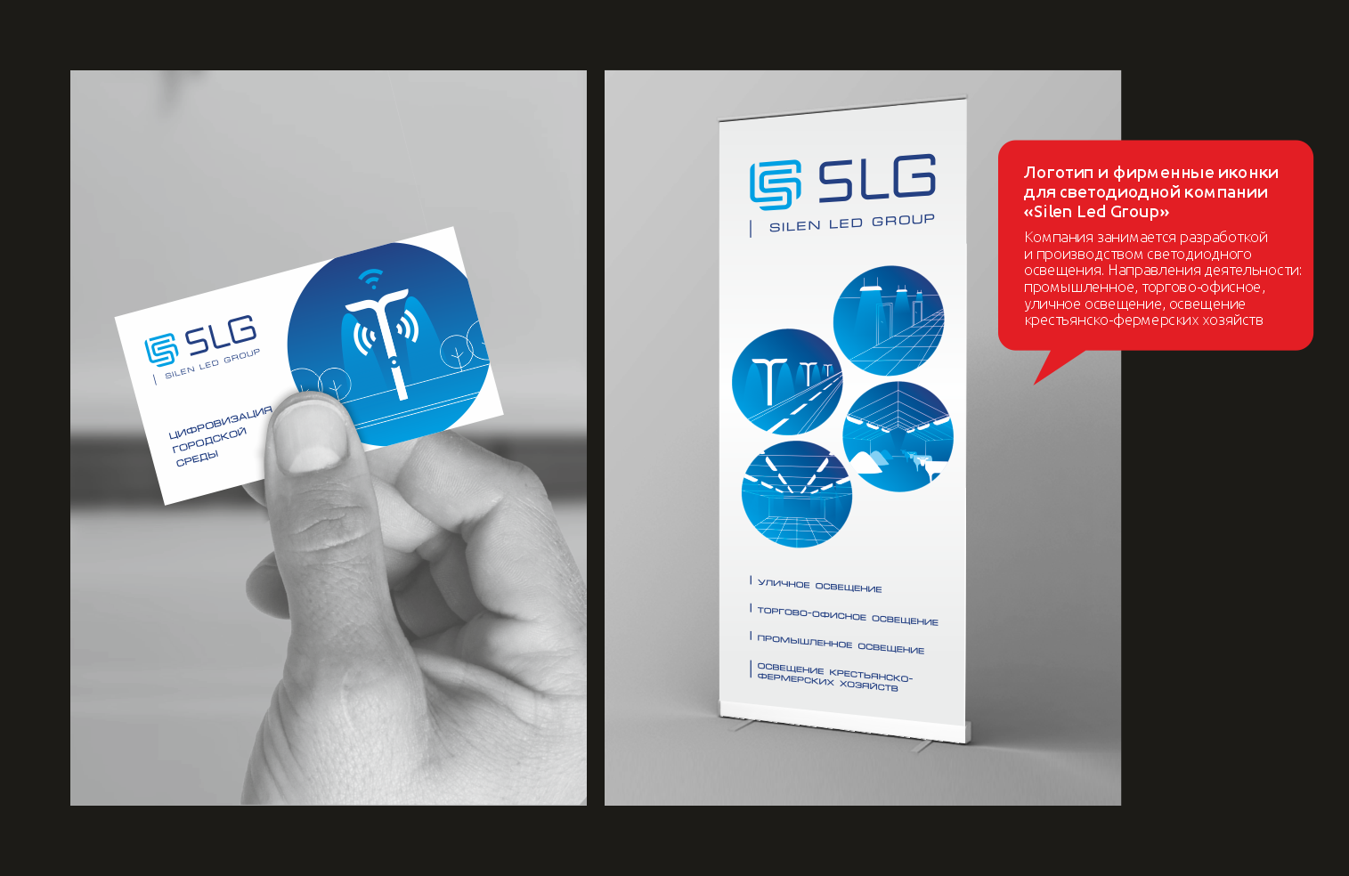 Логотип и фирменные иконки для светодиодной компании «Silen Led Group»